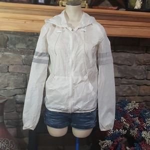 F21 SHEER OFF WHITE LIGHTWEIGHT RAIN JACKET XSZ S